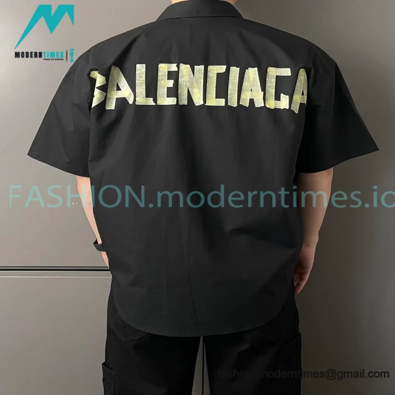 Balenciaga - 23SS Print Tape Short Sleeve Shirt